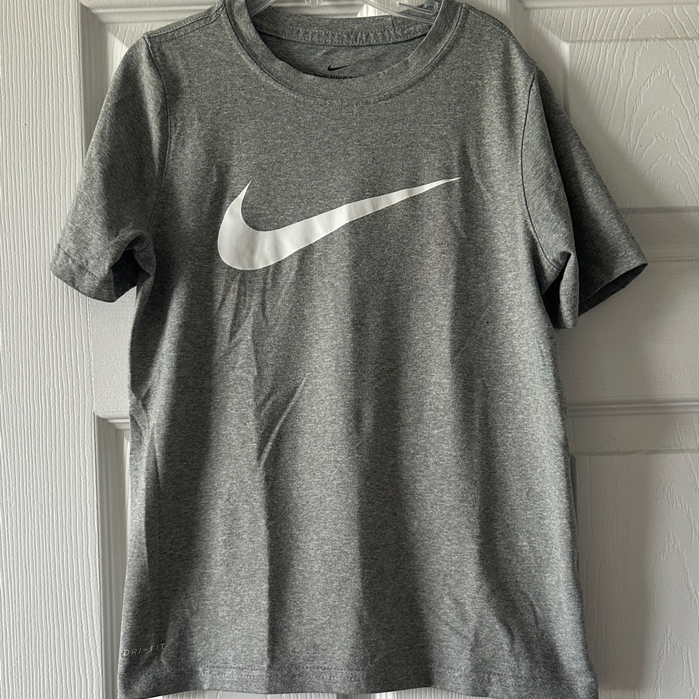 Nike Heather Gray Tee with White Swoosh